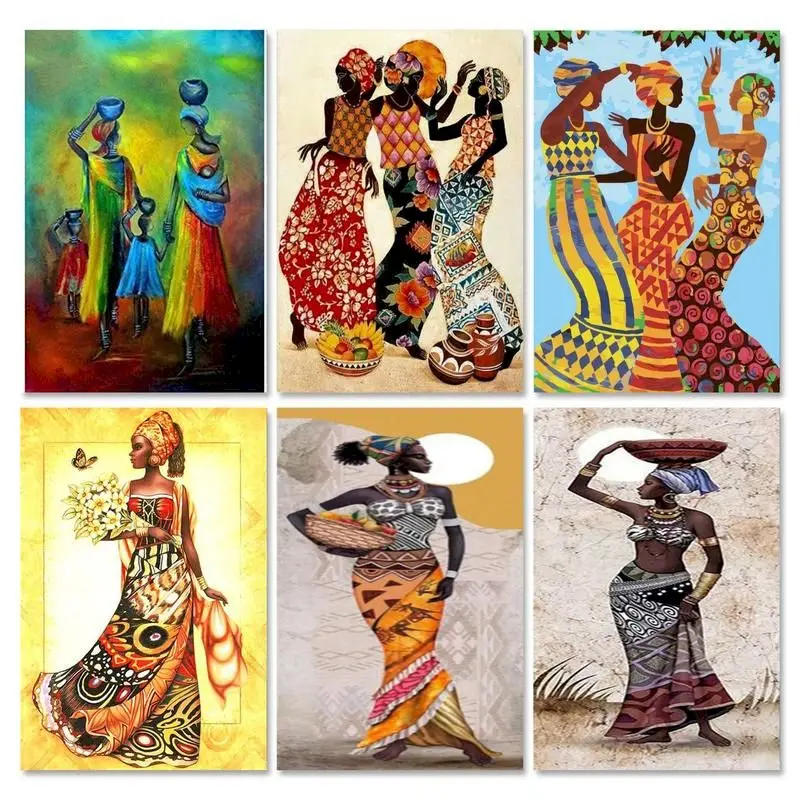 RUOPOTY 5D Diamond Painting African Woman Rhinestones Frame Diamond Embroidery Cross Stitch Portrait Mosaic Sale Decortion