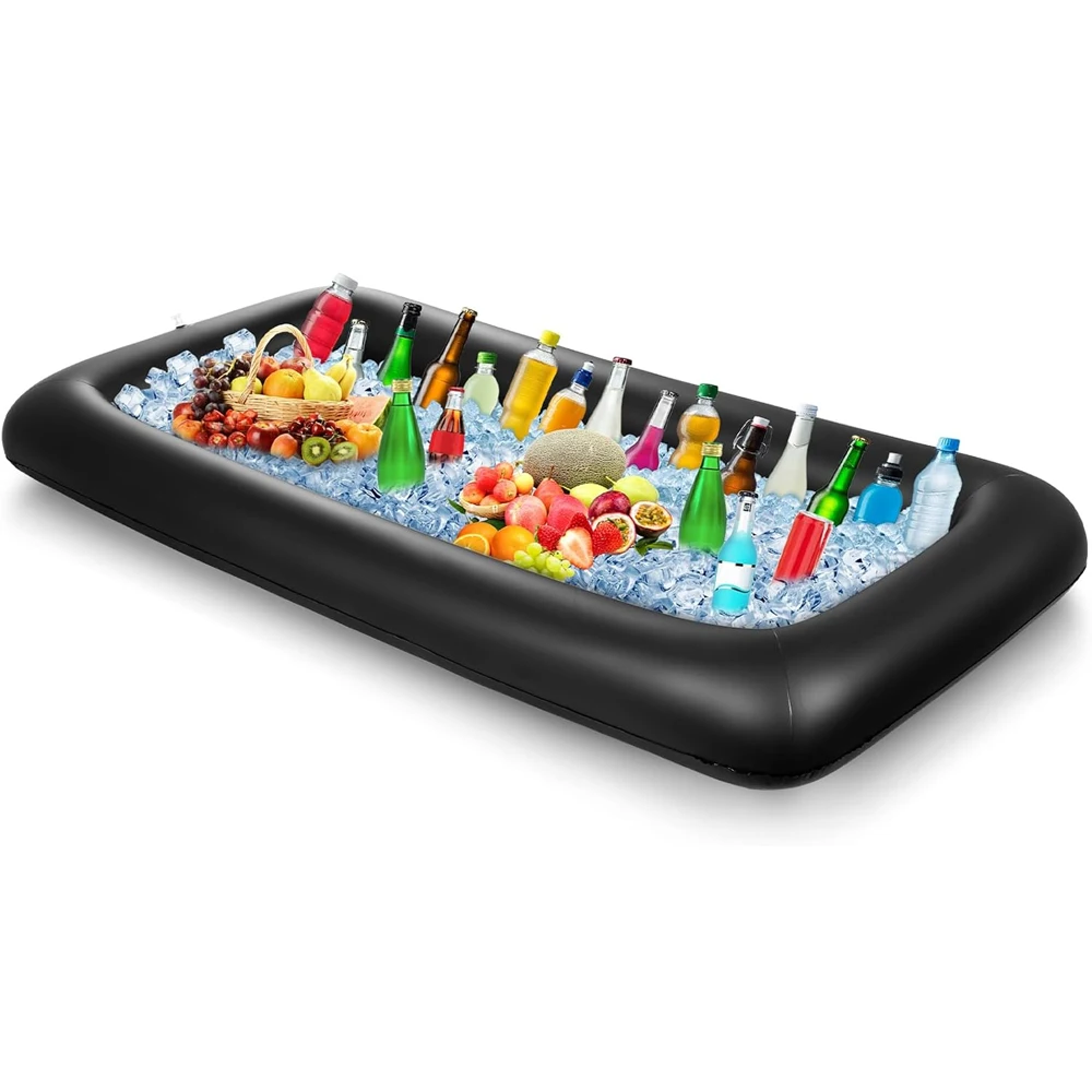 Pool Inflatable Beverage Service Bar, Self-Service Food Cooler With Drain Plug, Suitable For Indoor And Outdoor Pool Parties