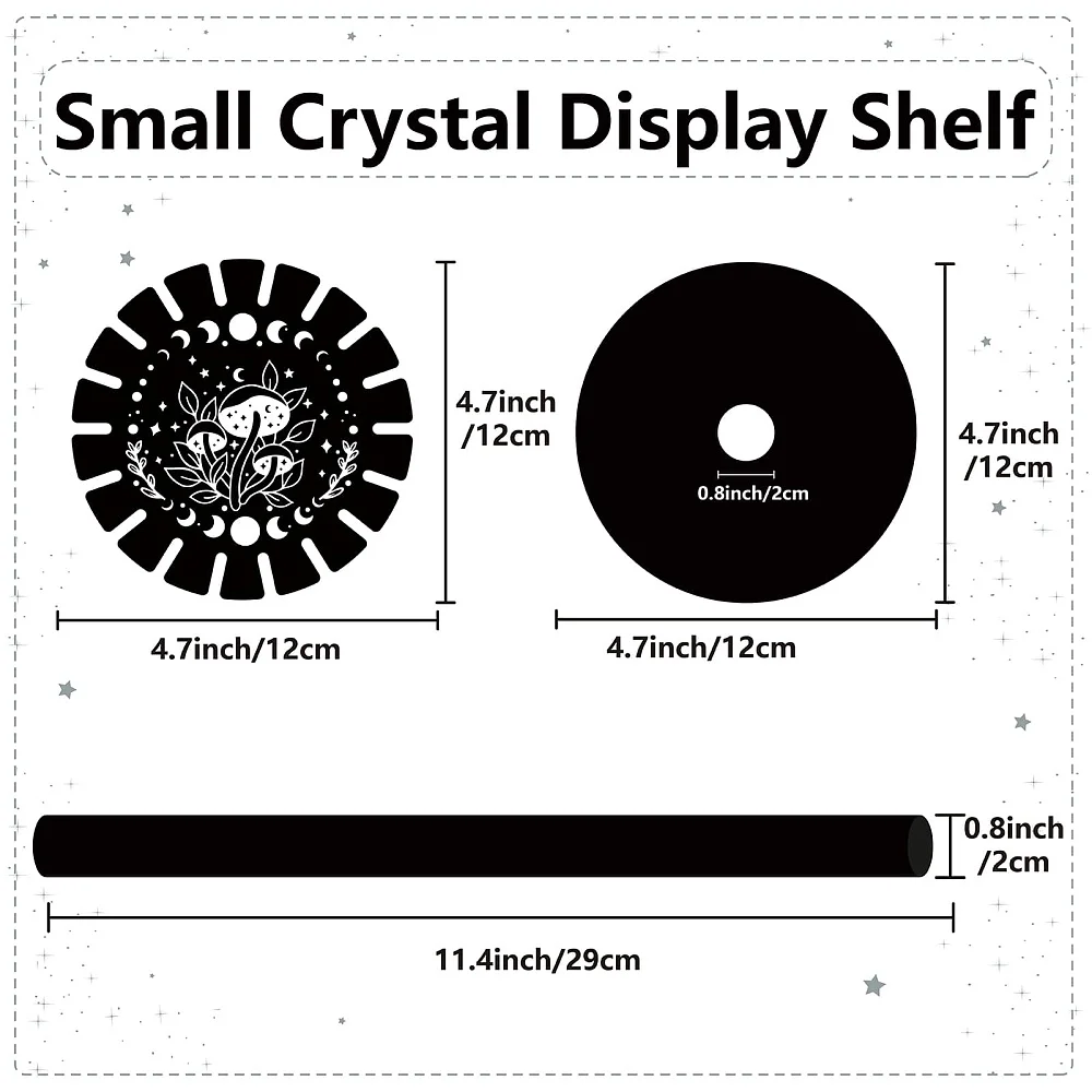 Pendulum Holder Black Display Shelf Mushroom Moon Phases Stars Plant Pendulum Wheel Display Stand Stuff Wooden Pendulum Holder