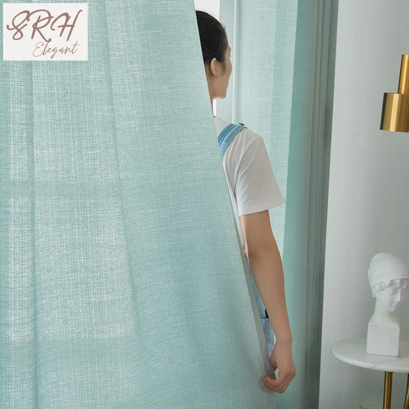 Floating Window Tulle Drapes Bedroom Heat Insulation Curtain Simple Living Room Curtains Translucent Solid Color Window Screen
