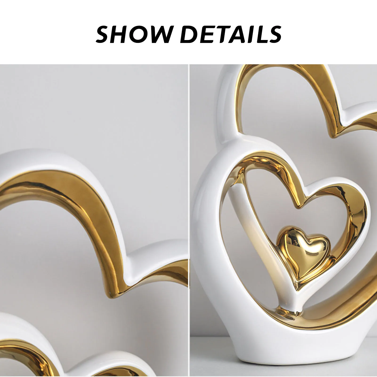 Ceramic Heart Statue Ornament Living Room Entrance Wine Cabinet Desktop Decor for Glass Display Cabinet Valentine Birthday Gifts