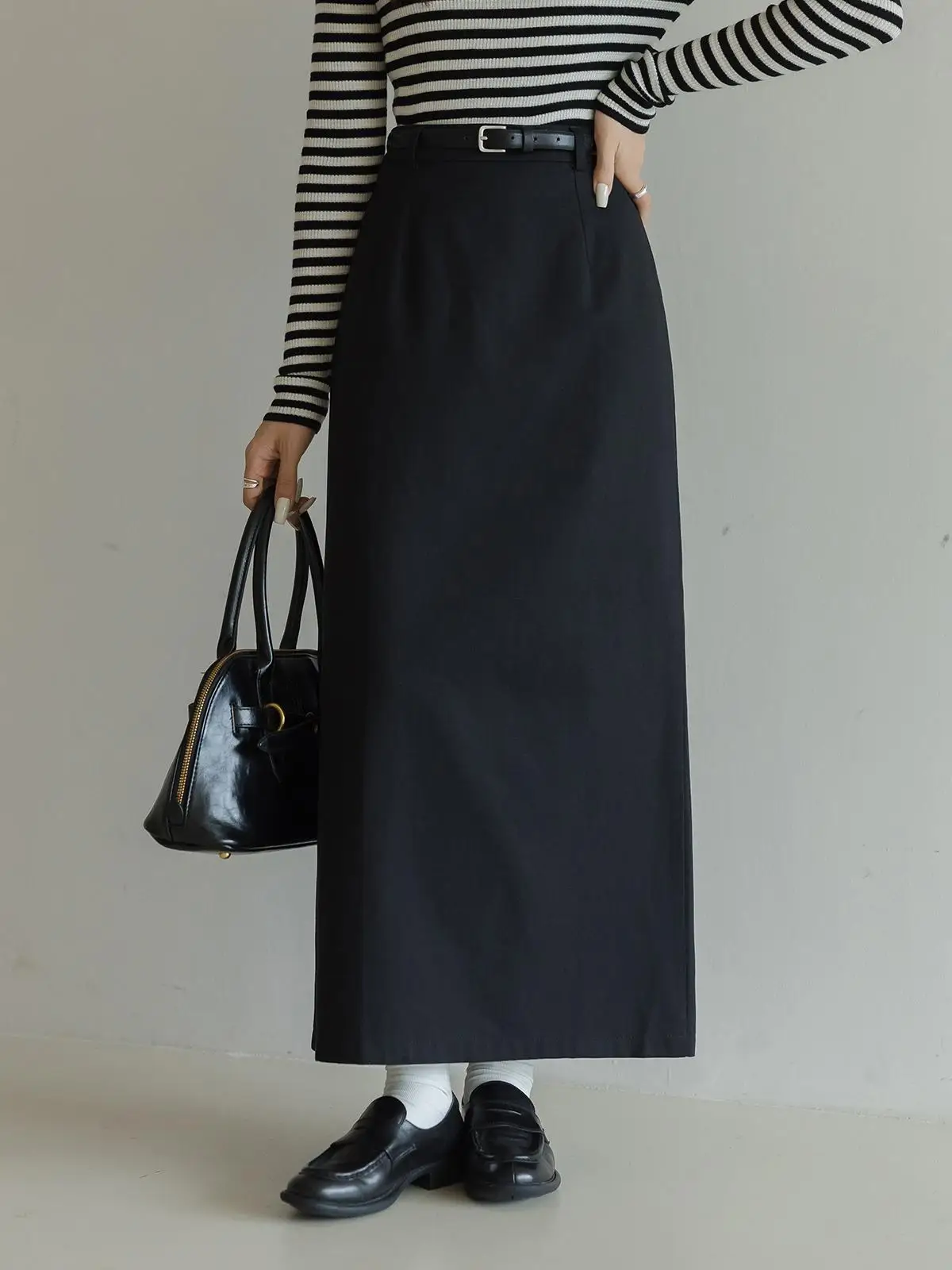 

Женская асимметричная юбка А-силуэта Ele Bla с завышенной талией, в корейском стиле, для повседневной носки, с разрезом, высокого качества, модная