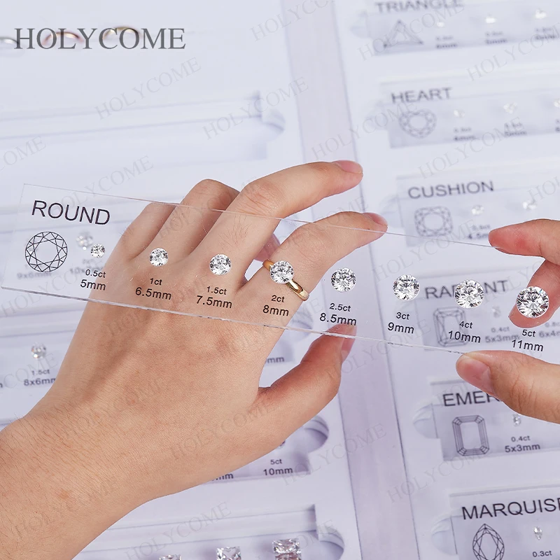 Custom Comparison Chart Kit Set Reference Various Fancy Shapes Gemstone 5A Cubic Zirconia Diamond Carat Sizes for Jewelry Store