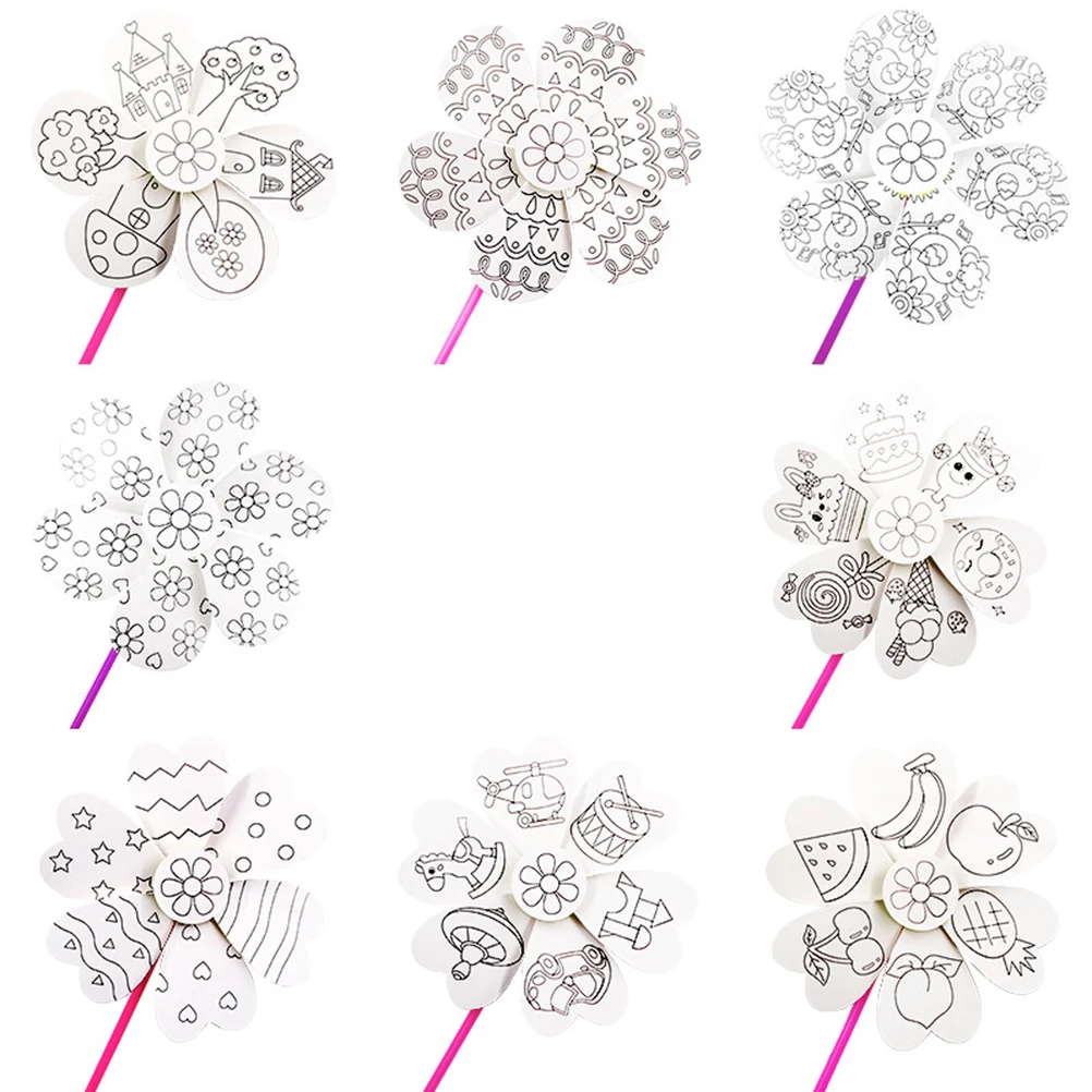 

Painting Windmill Material Package DIY Kids Toy Unfinished Paper Windmill Creative Motor Skills Child