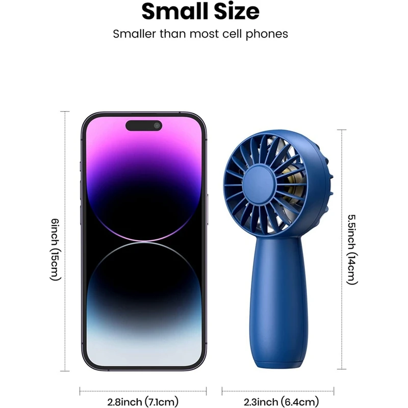 2 Pack Handheld Fan Rechargeable Mini Fan Personal Fan With 3 Speeds Fan Fit For Home, Office, Travel