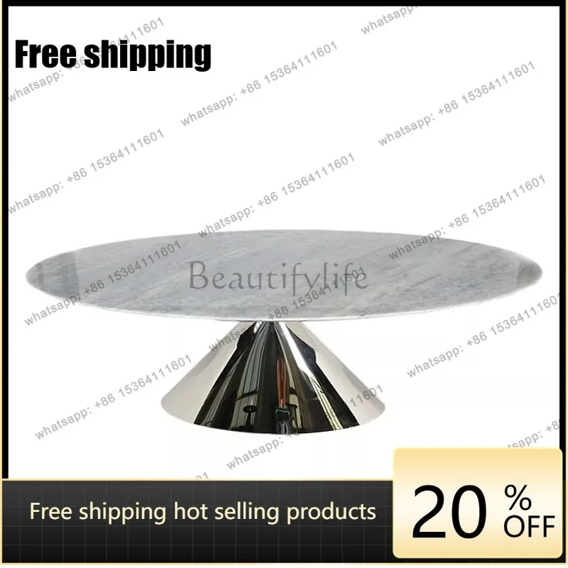 PJ  Light luxury blue crystal natural dining table modern simple high-end oval
