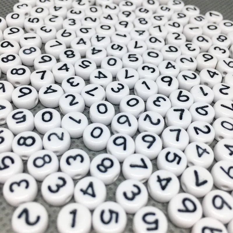 

100pcs/lot White Black Random Mixed Number Beads 4*7mm Alphabet Spacer Beads For Jewelry Making Handmade DIY Accessories