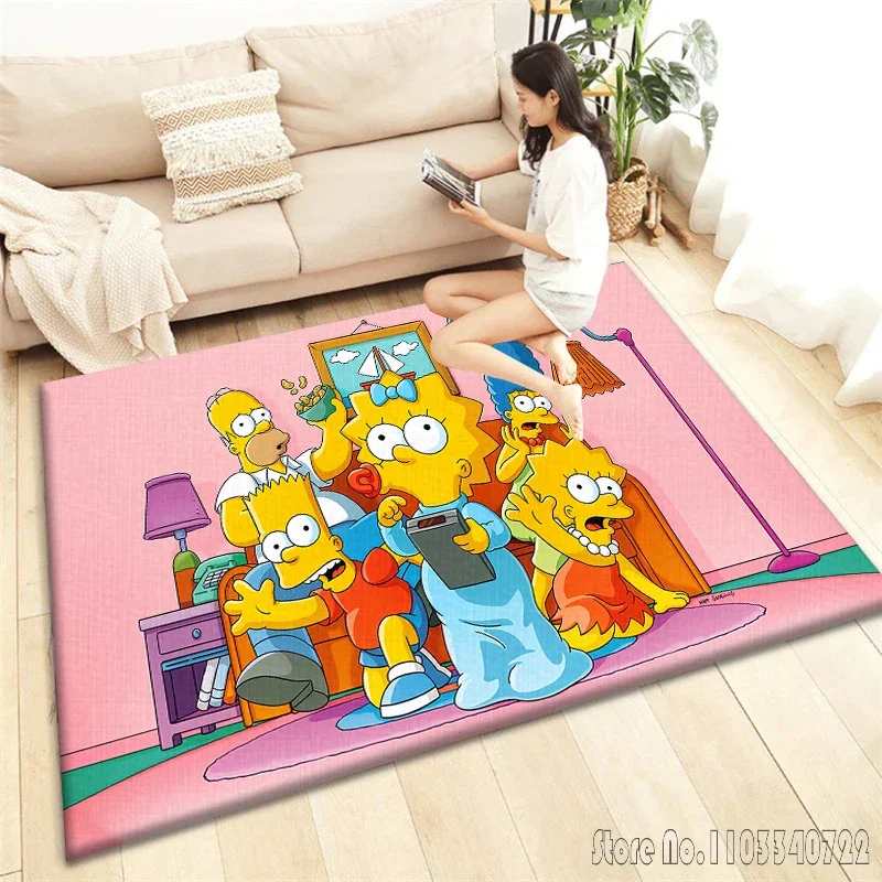 Dywanik rodzinny S-Simpsons Dywaniki anime 120x160cm Dekoracja do salonu Sypialnia dziecięca Sofa Łazienka Mata podłogowa dla dzieci