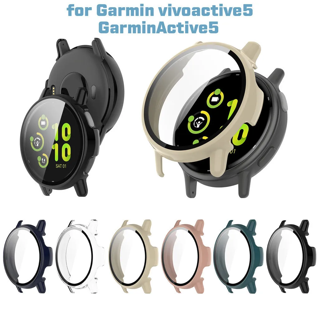 

Suitable For Garmin Vivoactive 5/Garmin Active 5 Ultra Thin Hard PC Case Tempered Glass Screen Protector Protective Cover