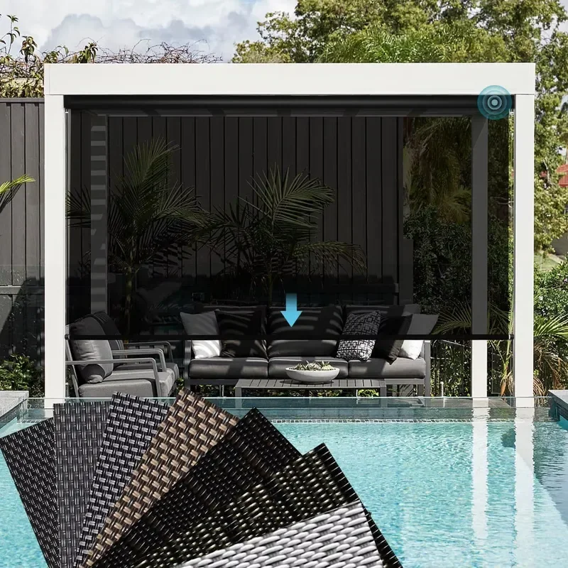 Motorized Outdoor Patio Shades, Remote Control Roller Blinds with Smart Motor