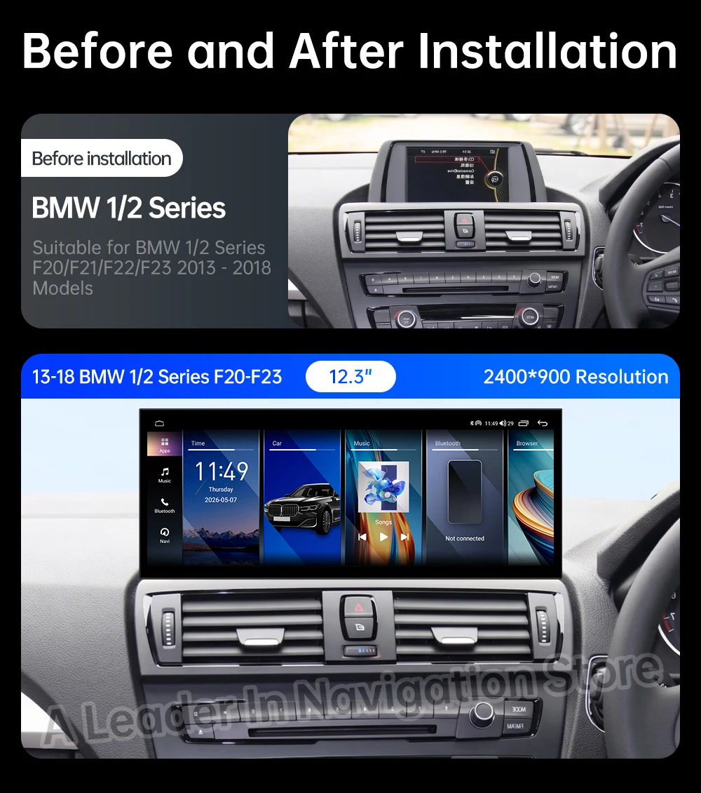 Android 16 Car Radio Video Multimedia Player for BMW 1 2 Series F20 F21 F22 F23 2013 - 2018 NBT EVO System QLED Screen 4G Wifi