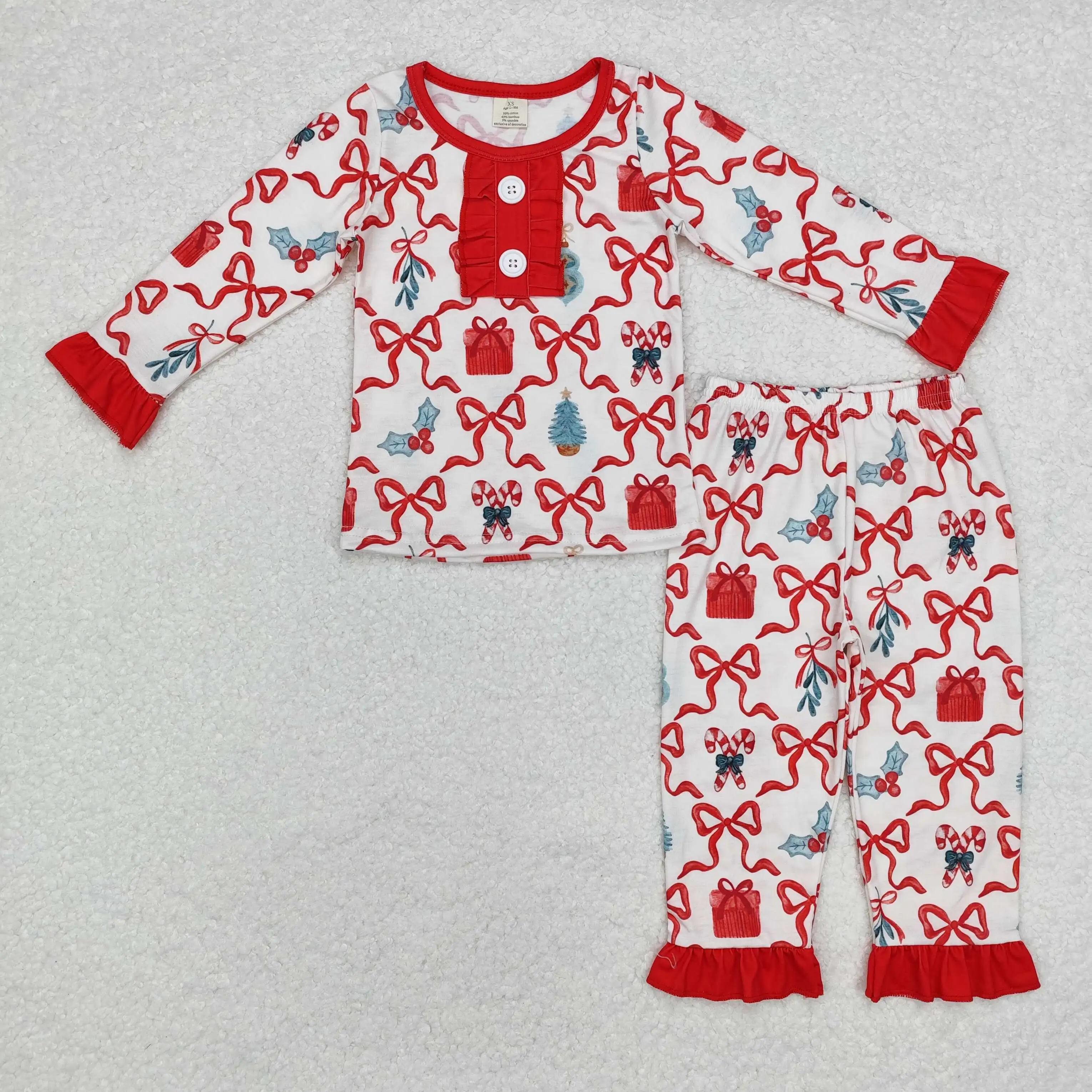 Wholesale Baby Girl Long Sleeves Christmas Set  Kids Duck Shirt Pants Toddler Outfit Nightwear Children Pajamas RTS Sleepwear