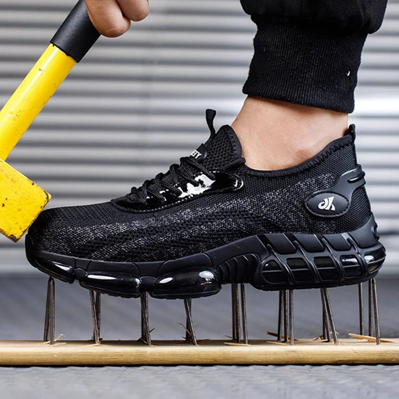 

men's casual steel toe caps safety shoes summer breathable work boots outdoors worker tooling security sneakers protect footwear