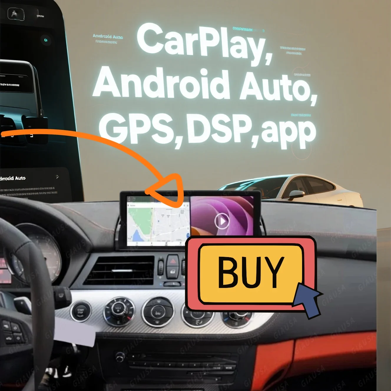 Android13 Car Stereo For BMW Z4 E89 2008-2019 Wireless CarPlay Touch screen with GPS/Bluetooth/Multimedia Player Digital Cluster