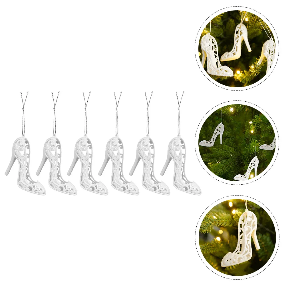 

6pcs Heels Shaped Christmas Tree Pendant Pink Slippers Style Xmas Decorations for Xmas Pendant Home Party ornaments