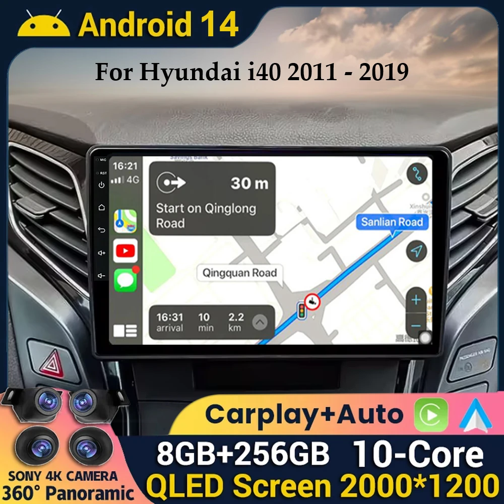 

Android 14 WIFI + 4G для Hyundai I40 2011 2012 2013 2014 2016 Carplay Автомобильный GPS-навигатор проигрыватель мультимедиа стерео головное устройство