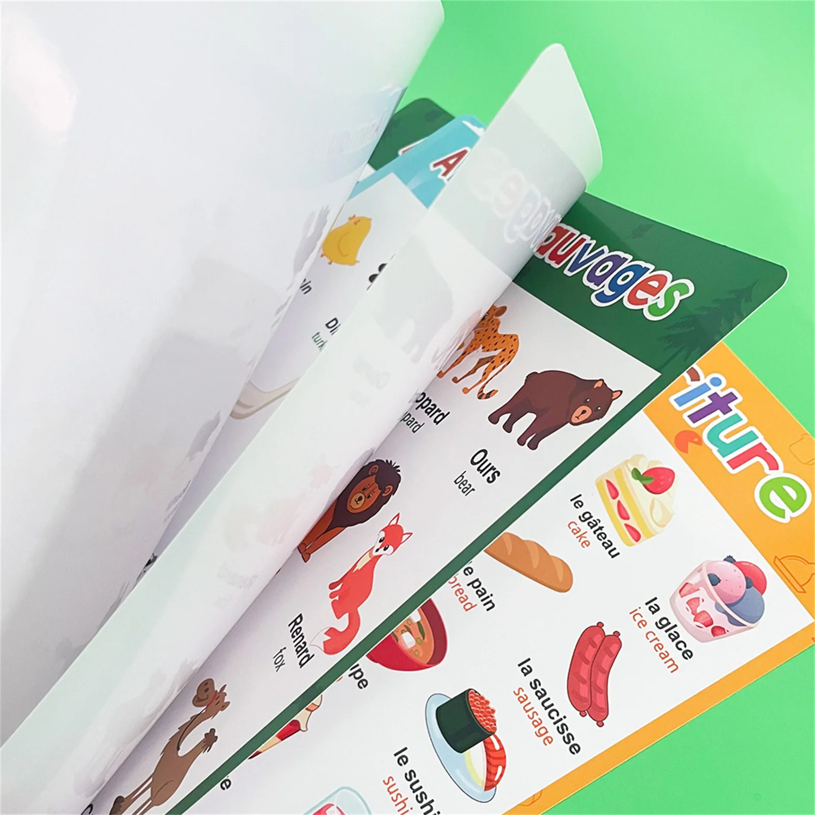 French Learning Poster With Animals Letters Fruits Word Early Education Tool For Home And School Use