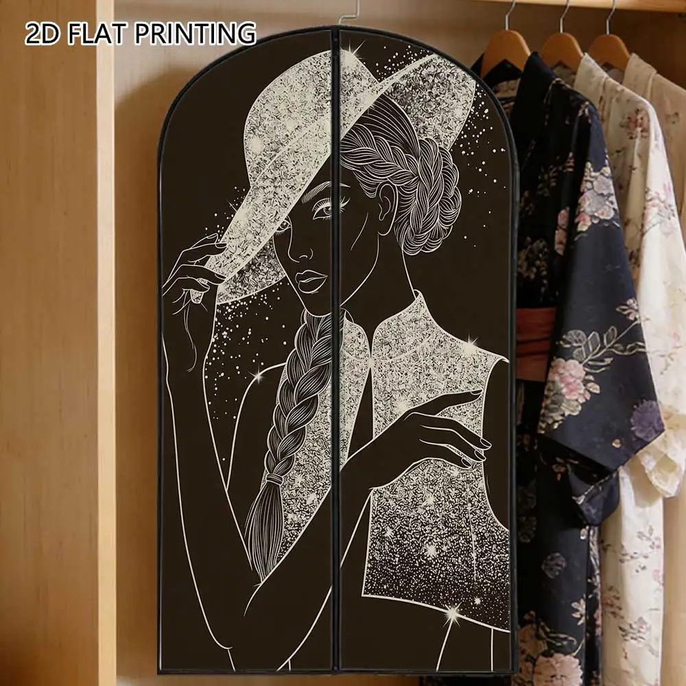 1pc Braided Hair Lady Hat Compressed Dust Cover Clothes Compression Hanging Storage Bag Household Wardrobe Organizer