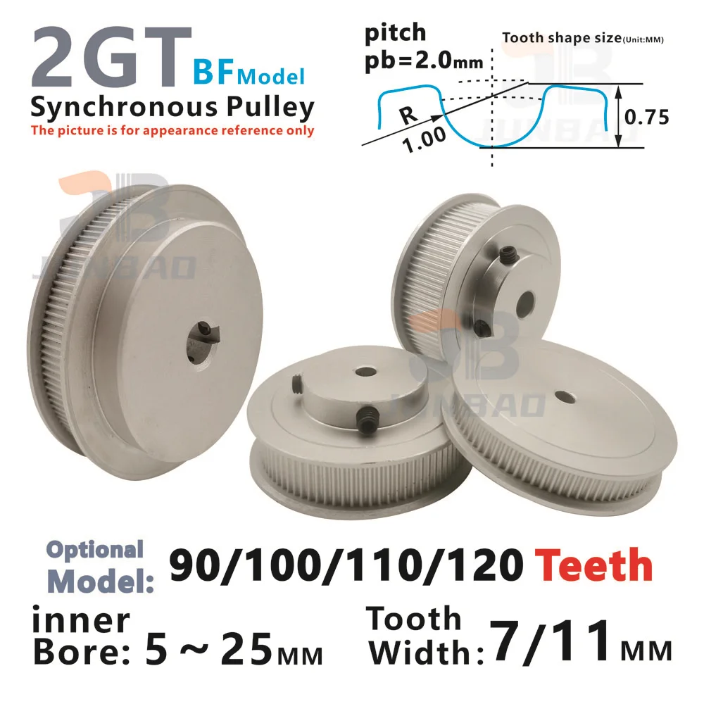 

2GT BF Type 90 100 120 110 Teeth Synchronous Pulley Belt width 6 10 MM Bore 5 To 25 MM Driving Member Driving Wheel 3D Printer