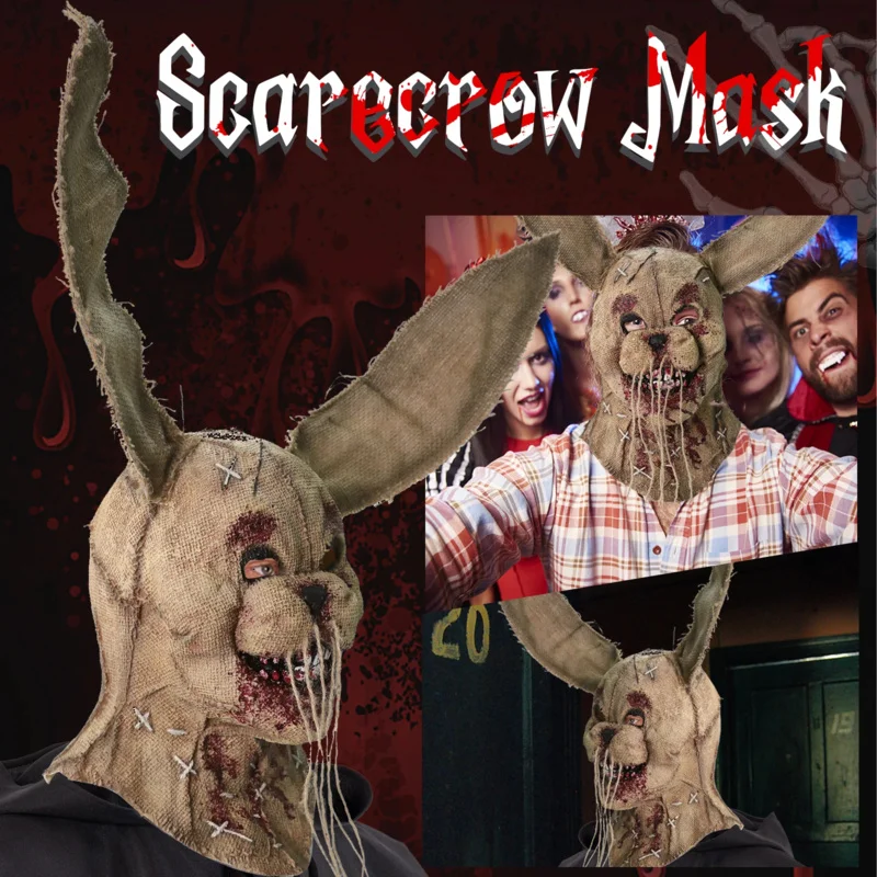 Cafele Bloody Rabbit Bunny Mask Maschera spaventosa di Halloween Creepy Halloween Costume cosplay Puntelli Festa di Halloween Animale Dress Up