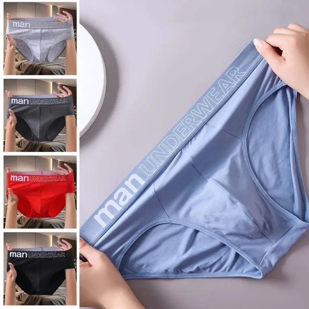 

5PCS Simple Low Waist Men Thin Panties Briefs Elastic Men's Underwear Male Lingerie Letter Underpants Four Seasons
