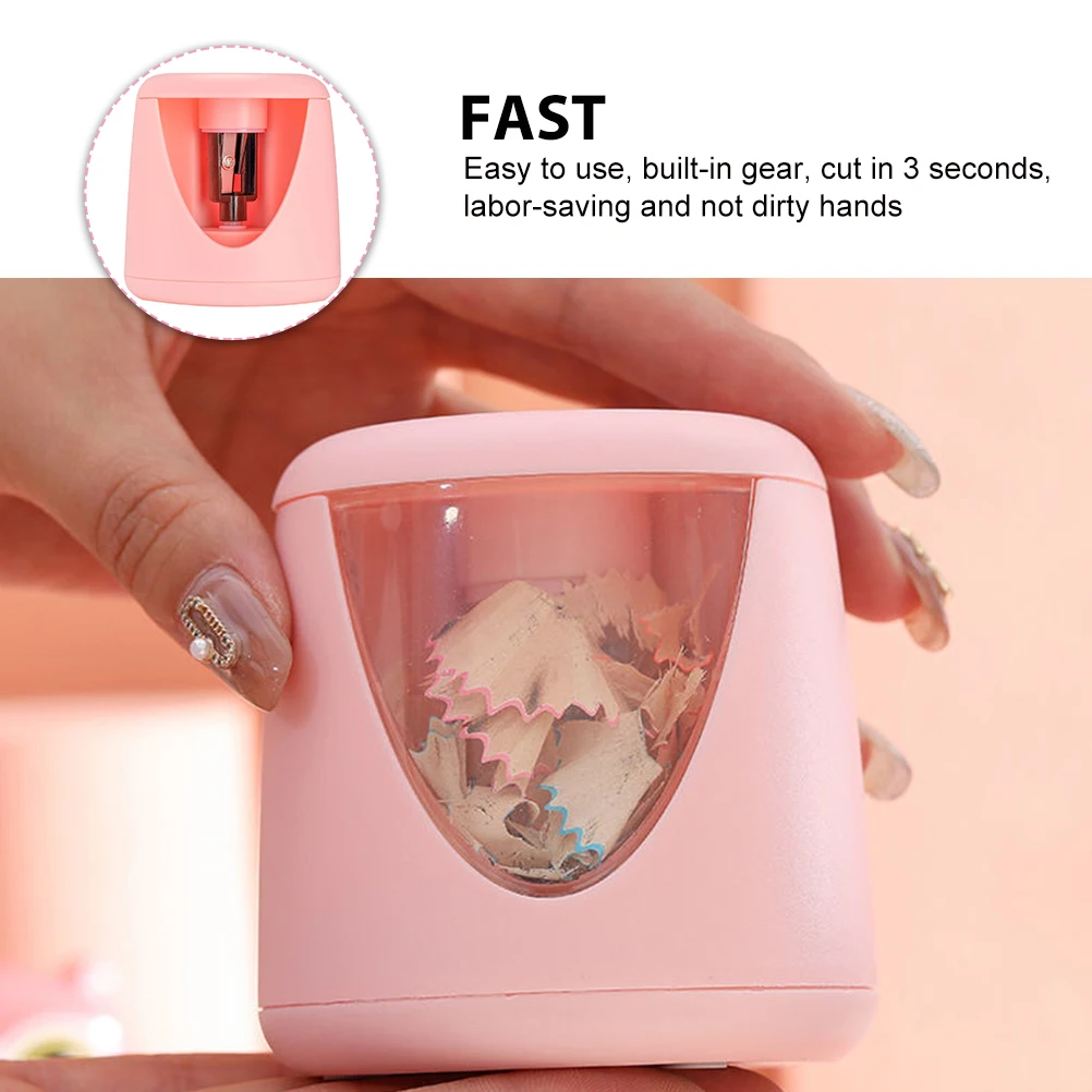 

Electric Pencil Sharpener Automatic Operated Pink Plastic Kids Office Stationery Portable Children School Supplies