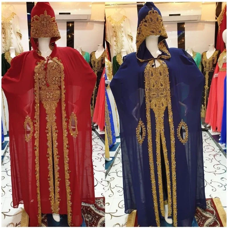 Red Moroccan Dubai Kaftans Farasha Abaya Dress Very Fancy Long Dress Fashion Trends