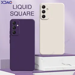 Luxury Square Liquid Silicone Phone Cases for Samsung Galaxy A25 A35 A55 5G Original Full Soft Protective Mobile Cover Coque Bag