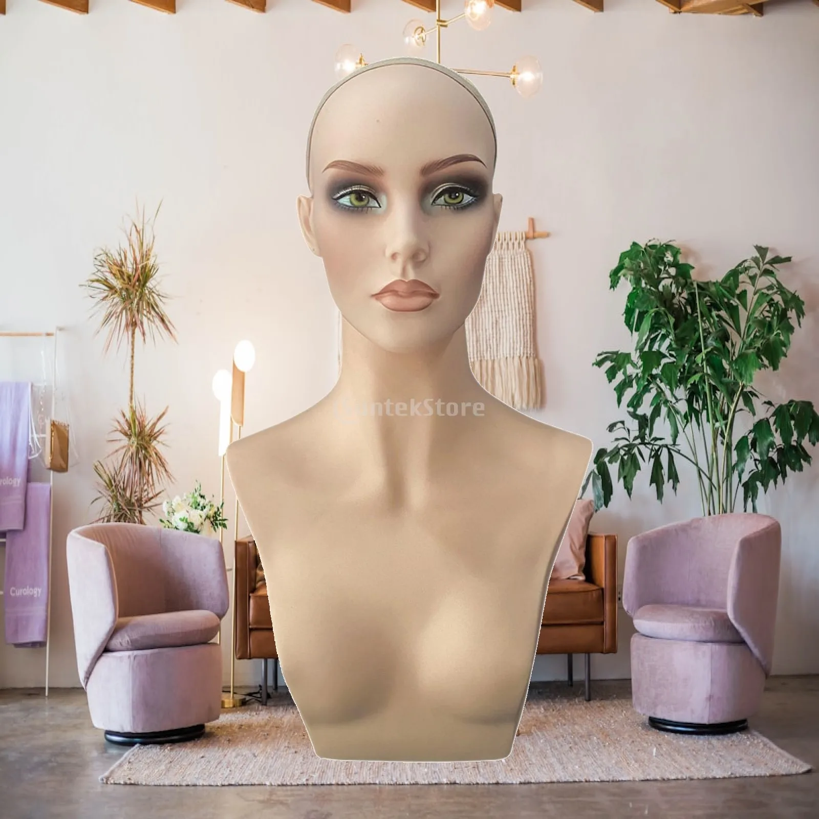 Female Mannequin Head Manikin Head Bust Multipurpose,Professional,Wig Display Stand,Wig Holder for Hat Wig Necklace Display