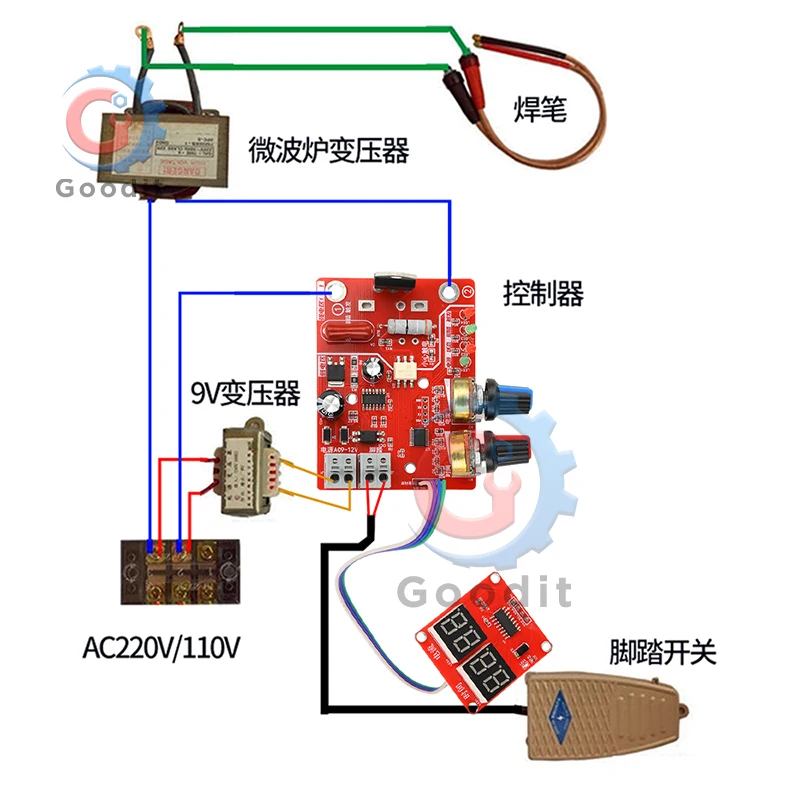 AC 110V/220V 40A Spot Welder Control Module AdjustsTime Current NY-D01 Single Pulse Spot Welding Controller Board Transformer