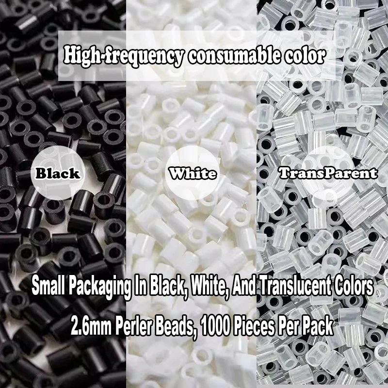 

2026 New Black And White 2.6mm Hama Beads 1000pcs /Bag Perler Iron Beads Activity Fuse Bead
