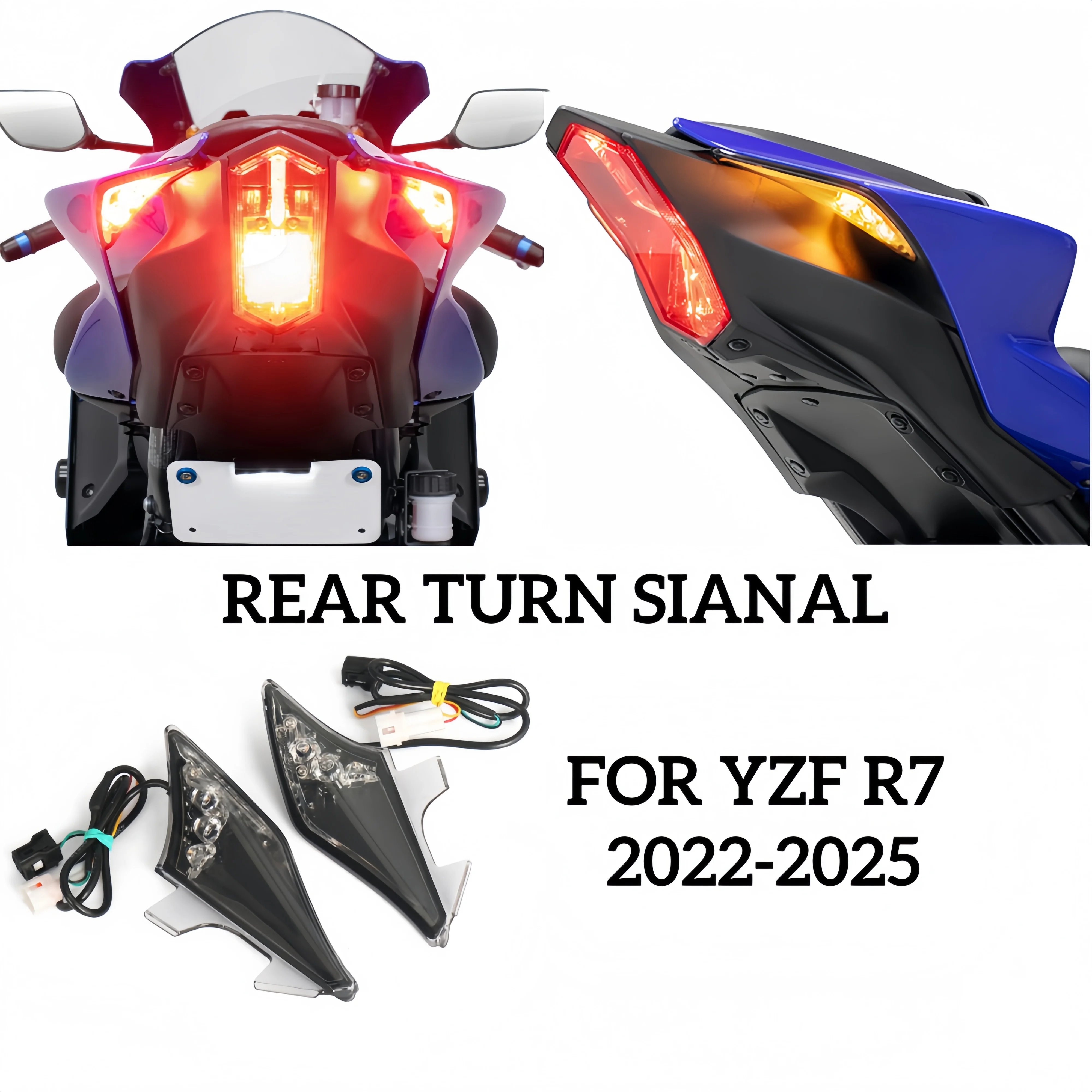 Motorcycle Tail Light For Yamaha YZF R7 YZFR7 YZF-R7 2022-2025 Integrated LED Rear Turn Signals Indicators Flashers Taillight