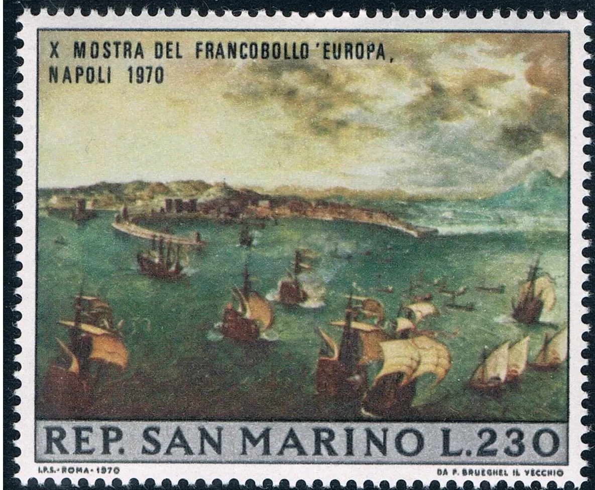 1 sztuk/zestaw nowy San Marino znaczek pocztowy 1970 słynny obraz Neapol Bay Fleet znaczki MNH