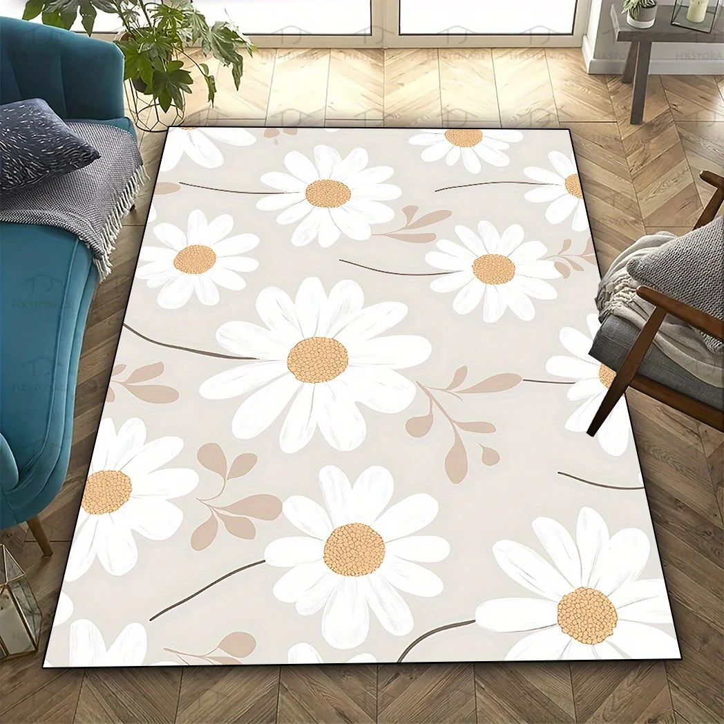 

1 piece of daisy pattern carpet, crystal velvet fabric, suitable for living room, bedroom, office, courtyard