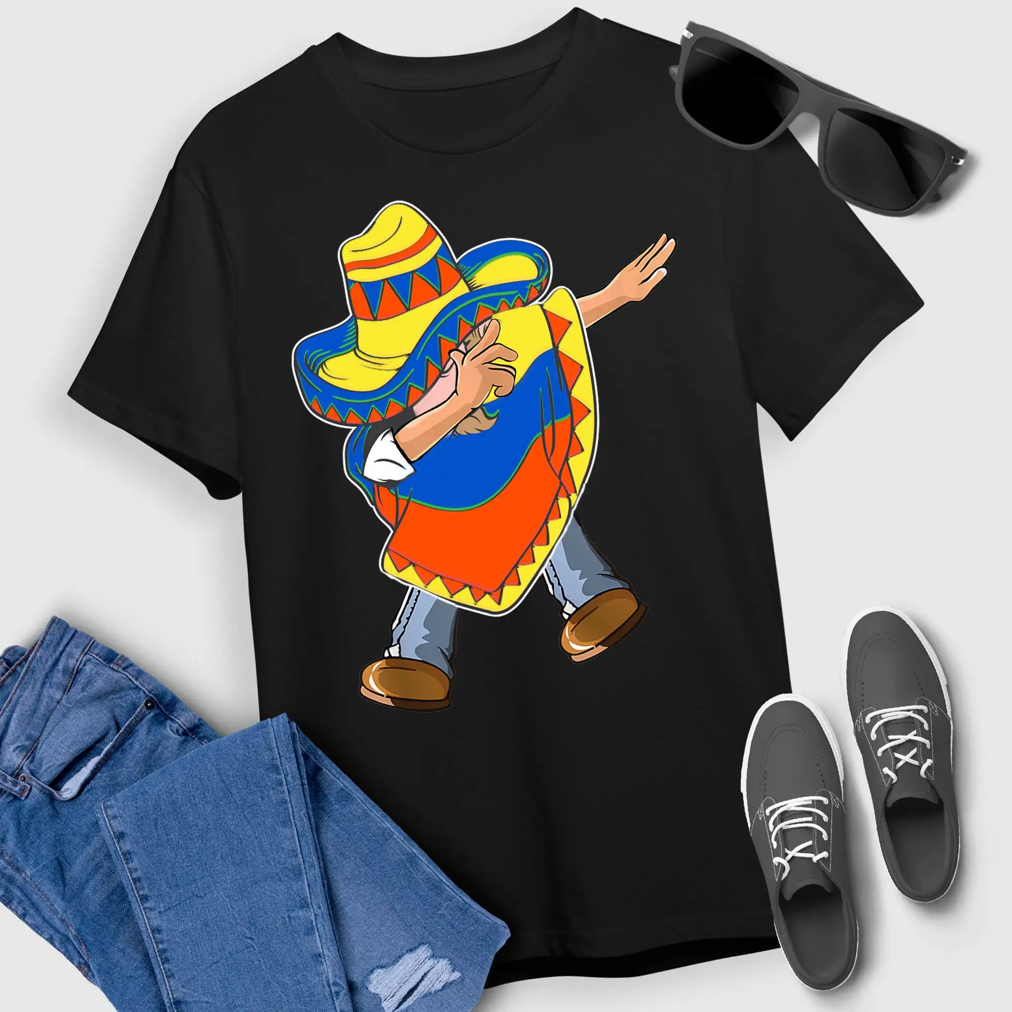 Dabbing Mexican T Shirt Poncho Cinco de Mayo Men Sombrero Dab For Women