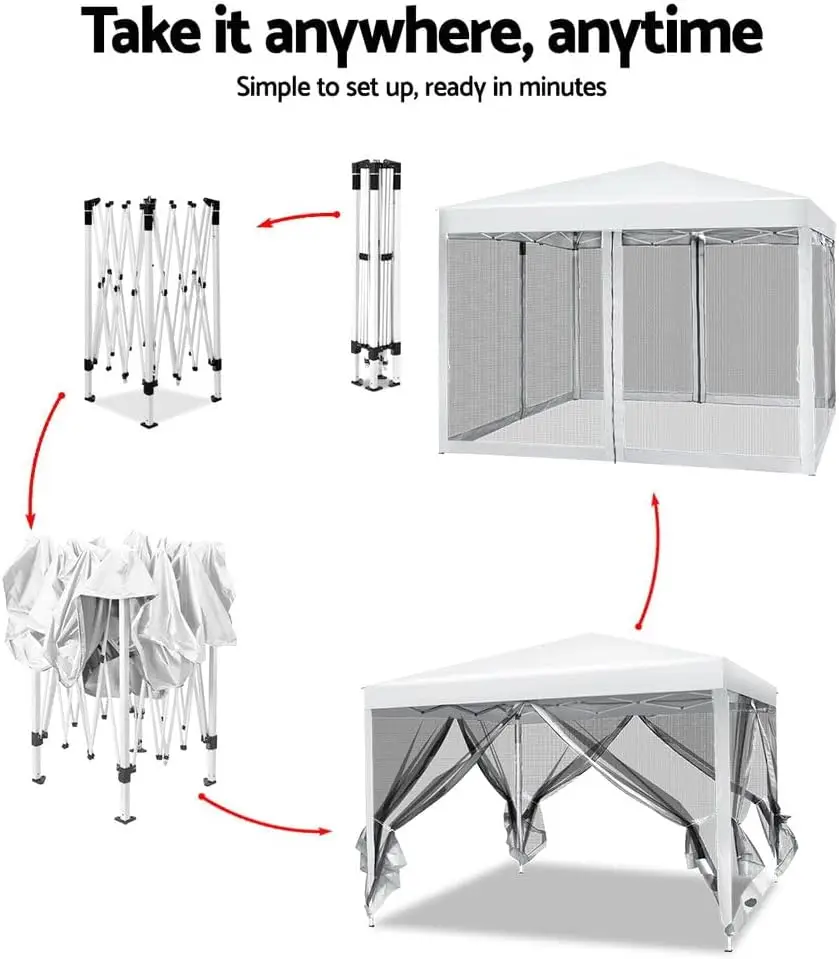 3x3 سرادق الأبيض أكشاك، المنبثقة أكشاك التخييم خيمة قابلة للطي قماش القنب حديقة في الهواء الطلق حفل زفاف المظلة فناء Carport، المياه Resi