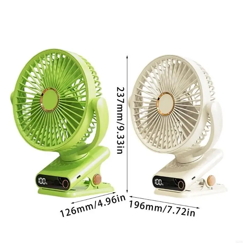 2025 Nieuwe oplaadbare oscillerende ventilator met clip 2000mah batterijborstelloze motorbureauventilator