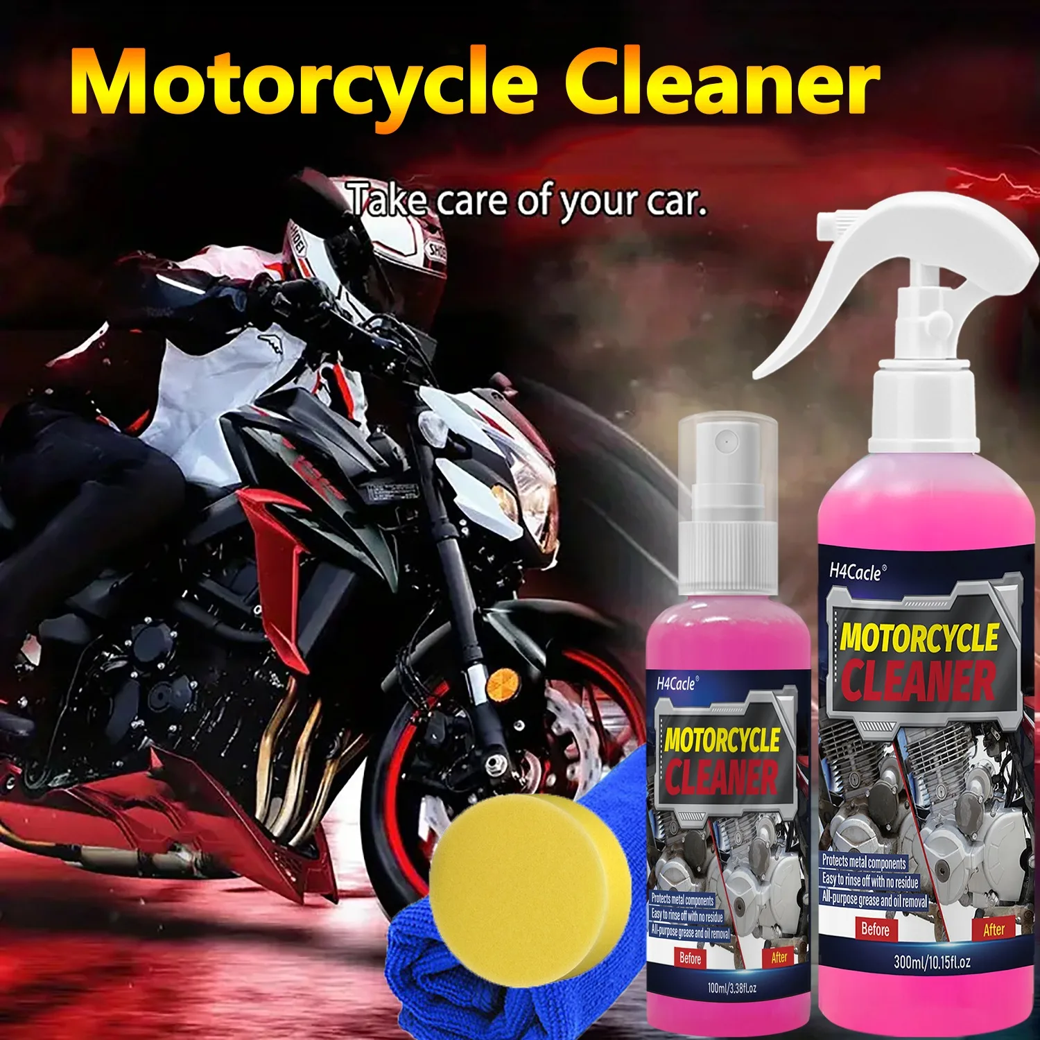 منظف رغوي مركز لغسيل الدراجات النارية، منظف سكوتر كهربائي، شمع السيارة ومزيل البقع، شمع تلميع