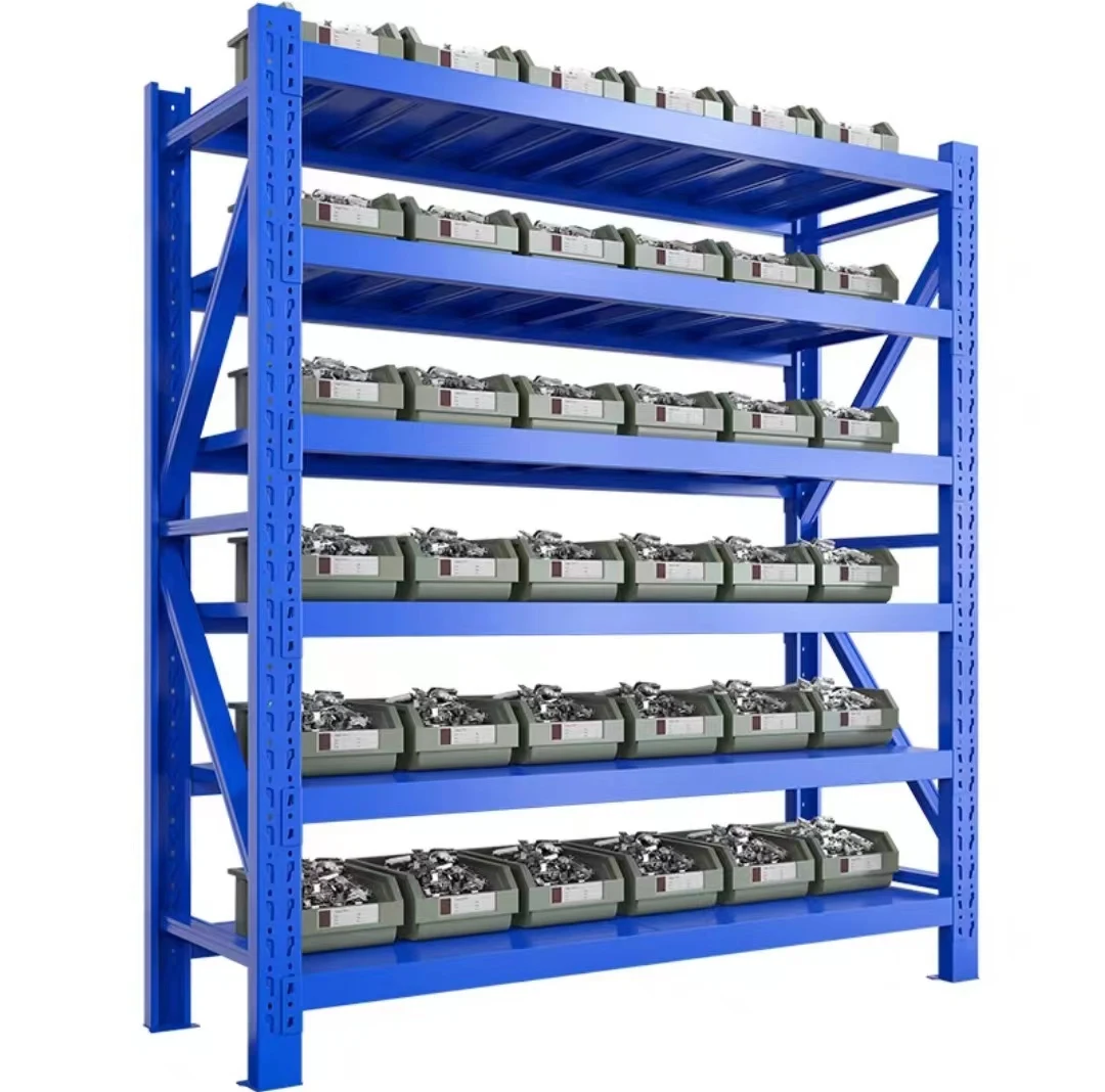 Popular 6 Layer 100kg Factory Long Span Industrial Metal Storage Shelves Warehouse Racking