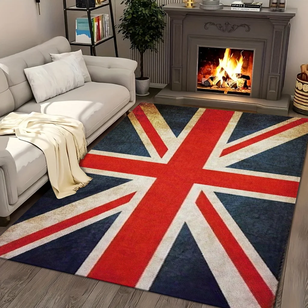 Vintage UK Flag Door Mat, British Union Jack Pattern, Retro Entrance Rug, Non-slip Floor Mat, Classic Home Decor