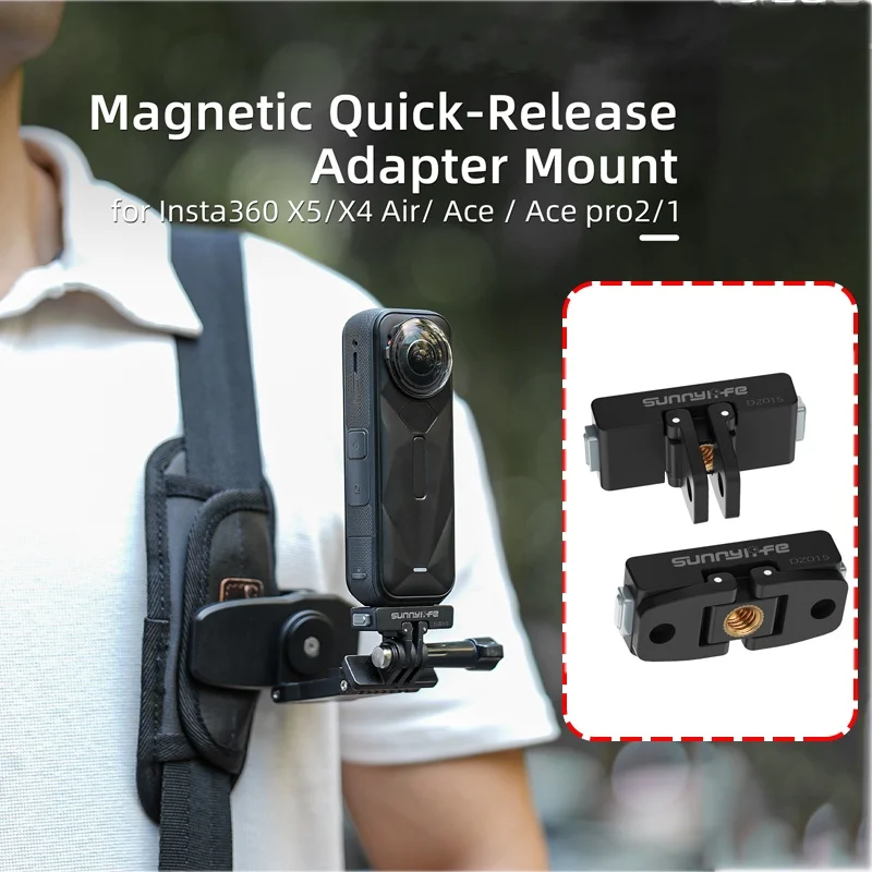 Adaptador Magnético de Dos Garras para Cámaras de Acción, Accesorios para Insta 360 Ace/Ace Pro 2/1, Base Adaptadora Plegable para Insta 360 X5
