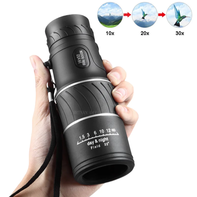 16X52 High Power Hd Monocular Telescope Long Range Zoom Bak4 Prism with Tripod Phone Clip for Outdoor Camping Hunting Scope