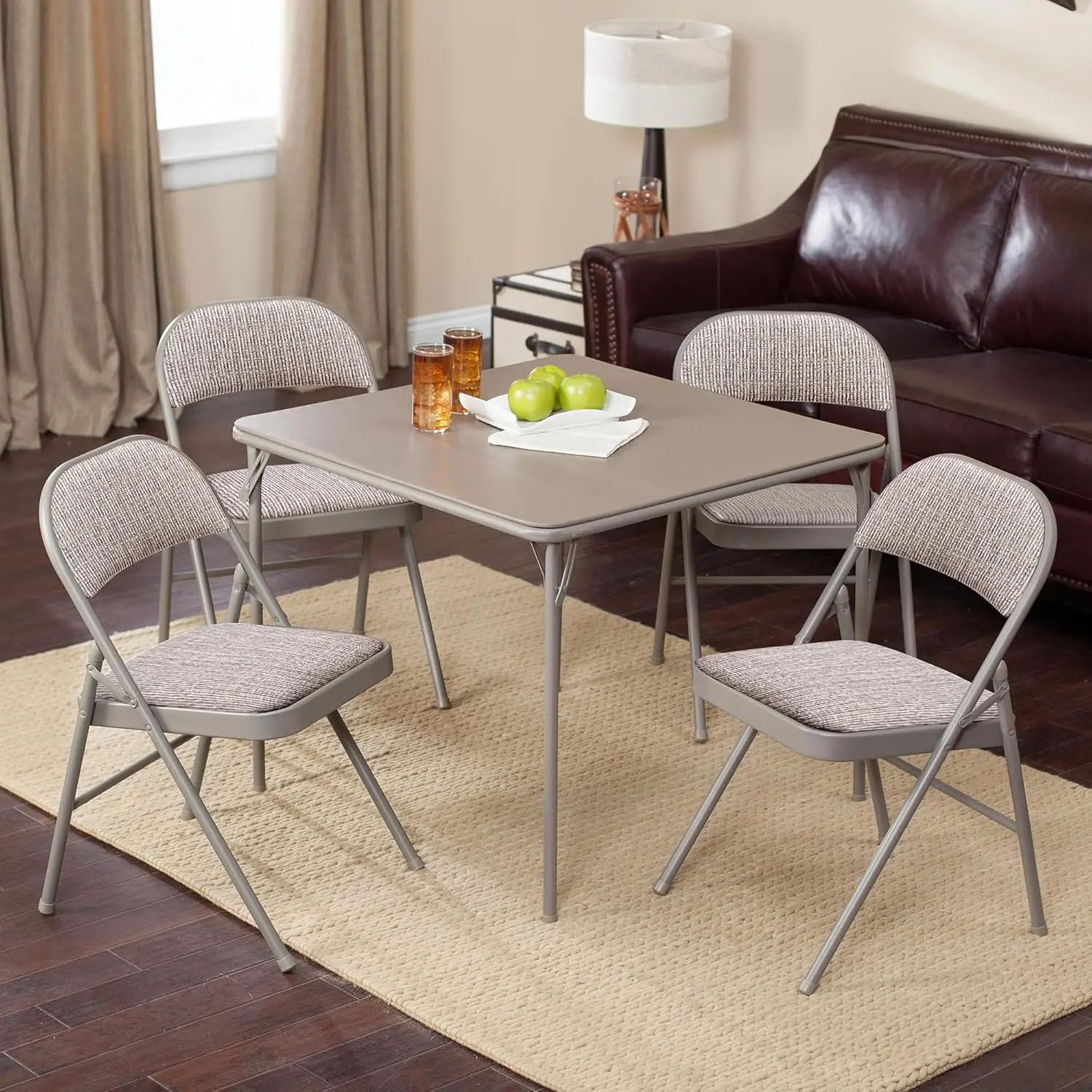 

Комплект из 4 складных стульев со стальным каркасом для обедов и мероприятий, обивка с кружевным узором «Цикорий», бежевый цвет - складные стулья с возможностью индивидуализации