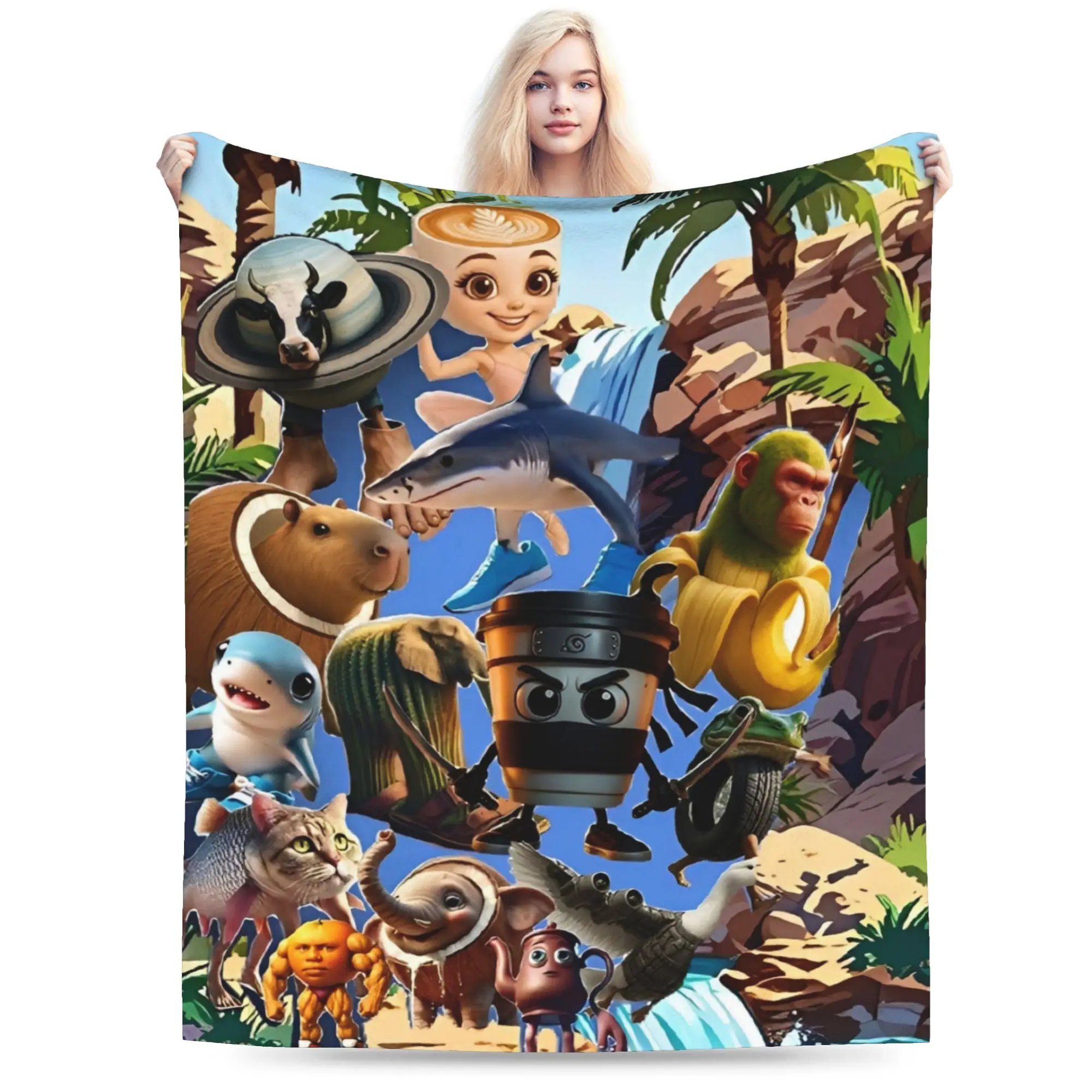 Italian Brainrot Meme Funny Merch Blankets Soft Fleece  Throw Blankets Relax Quilt