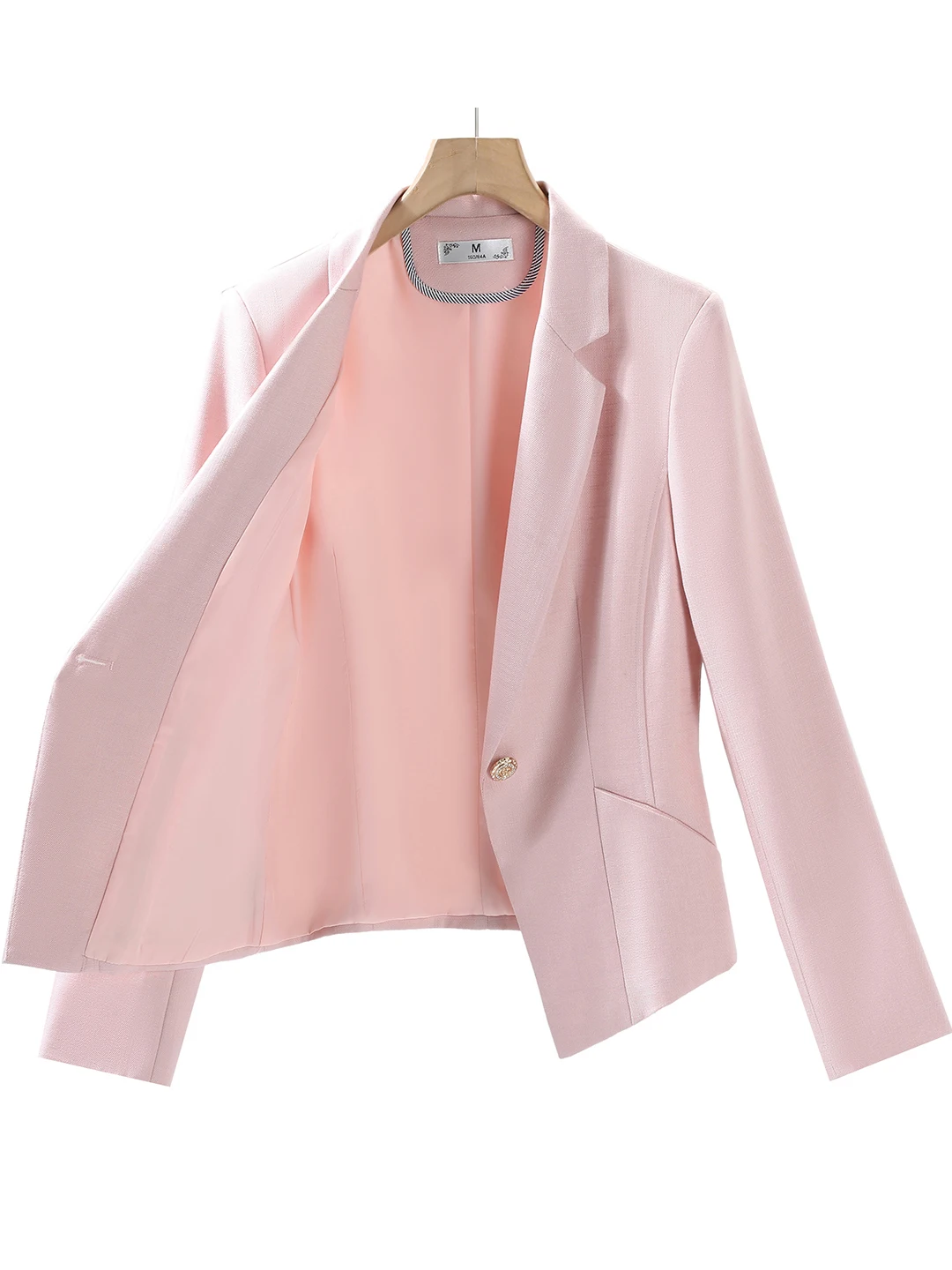 Elegant Short Suit Jacket Women's Commute Style Waist-Cinching Professional Workwear Polyester Fiber Long Sleeve  Color