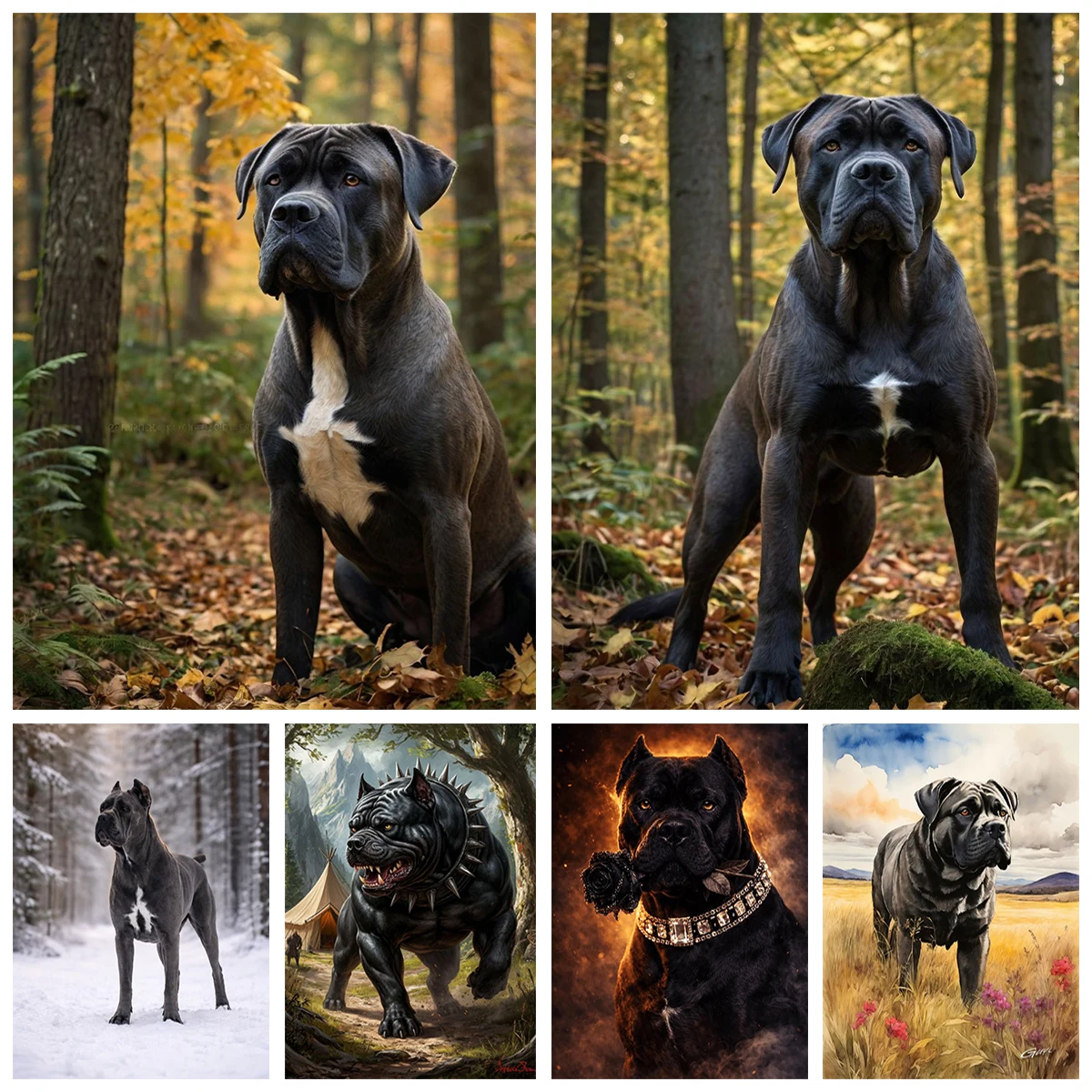 Pintura de Diamantes AB de Perro Caniche Negro, Perro Guardián, Retrato de Perro Grande, Bordado de Diamantes DIY, Decoración de Dormitorio, Lujo Oscuro