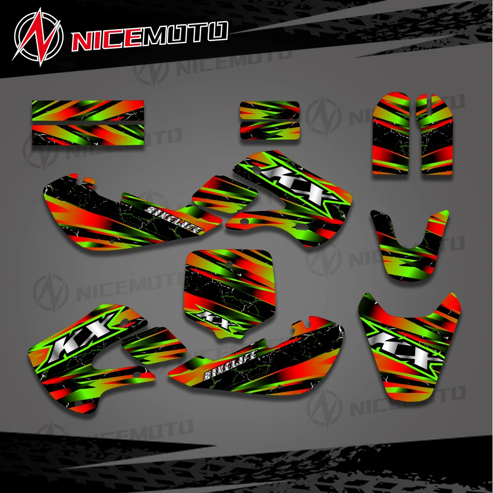 

For Kawasaki KX65 2000-2015 KLX110 KLX 110 2000-2009 Motorcycle Fairing Graphics Background Decals Sticker Customize