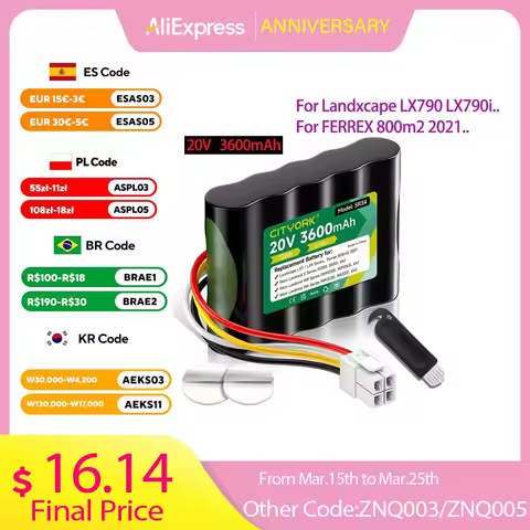 20V 3600mAh Replacement Battery for Landxcape LX790 LX790i LX792 LX795 LX796 LX797 LA0001 LA0002 for FERREX 800m2 2021 Lawnmower
