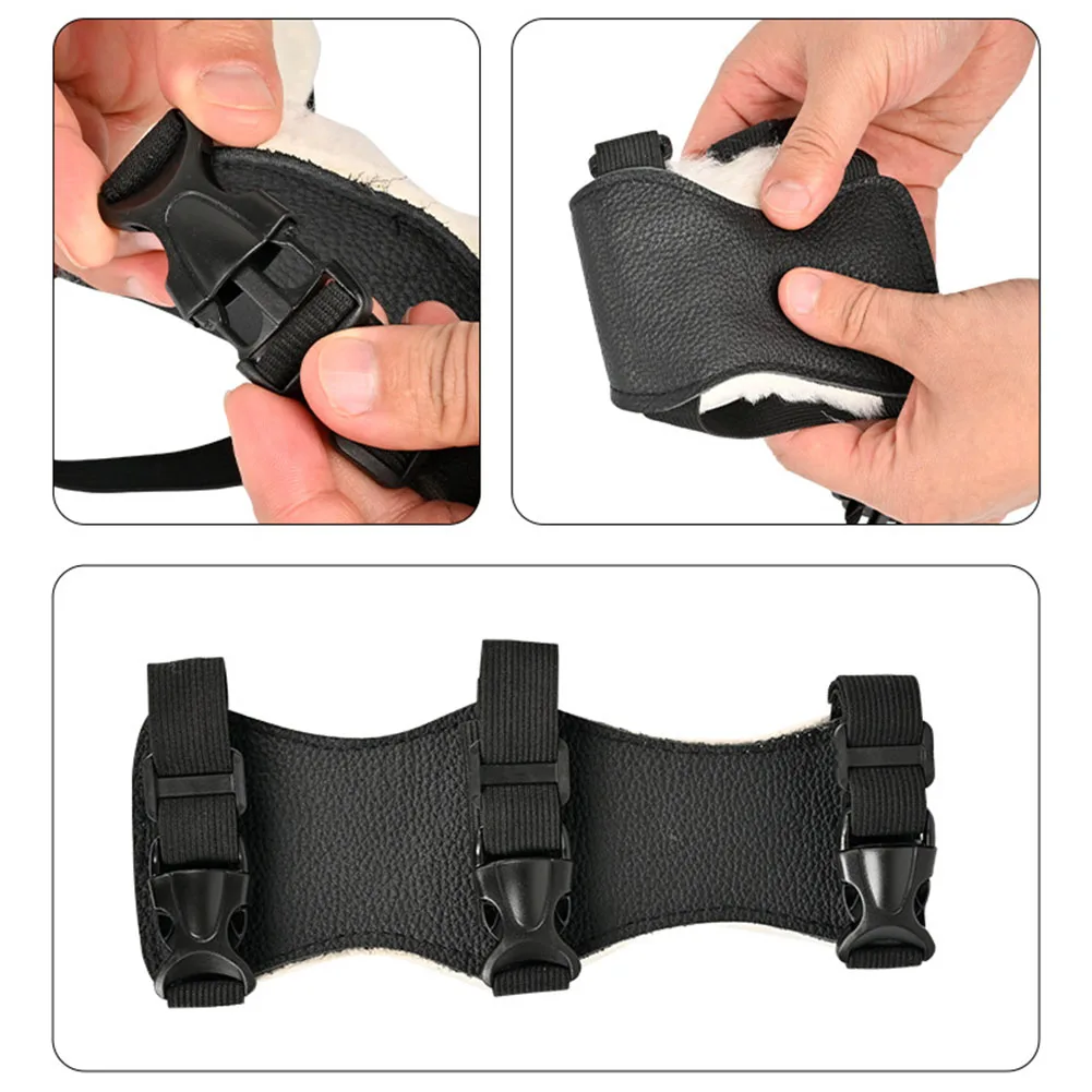 Leather Wool Arm Guard for Adult Use Featuring Seasonal Dual-Side Design and Three Adjustable Plastic Fasteners