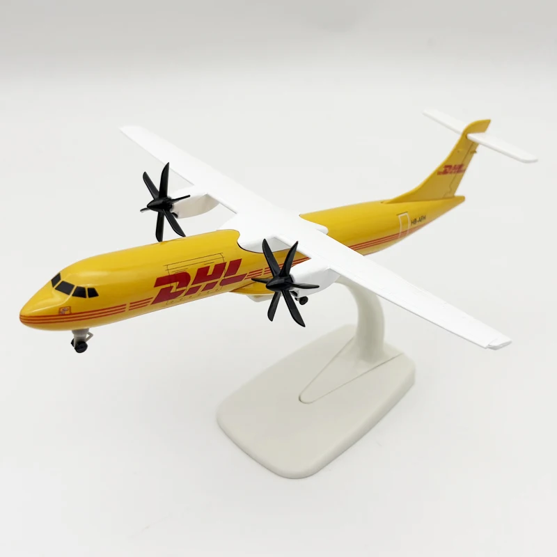1/300 Scale Plane Model DHL ATR Airlines Plastic model with Landing Gear Wheels Miniature Airplane Aviation Enthusiast Gift